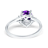 Vintage Round Engagement Ring Simulated Cubic Zirconia 925 Sterling Silver