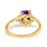 Vintage Round Engagement Ring Simulated Cubic Zirconia 925 Sterling Silver