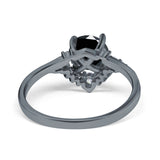 Vintage Round Engagement Ring Simulated Cubic Zirconia 925 Sterling Silver