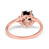 Vintage Round Engagement Ring Simulated Cubic Zirconia 925 Sterling Silver