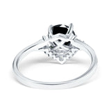 Vintage Round Engagement Ring Simulated Cubic Zirconia 925 Sterling Silver