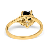 Vintage Round Engagement Ring Simulated Cubic Zirconia 925 Sterling Silver