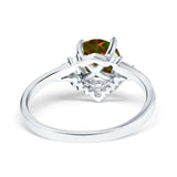 Vintage Round Engagement Ring Simulated Cubic Zirconia 925 Sterling Silver
