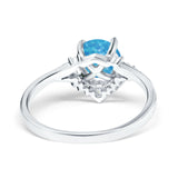 Vintage Round Engagement Ring Simulated Cubic Zirconia 925 Sterling Silver