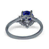Vintage Round Engagement Ring Simulated Cubic Zirconia 925 Sterling Silver