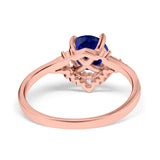 Vintage Round Engagement Ring Simulated Cubic Zirconia 925 Sterling Silver