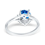 Vintage Round Engagement Ring Simulated Cubic Zirconia 925 Sterling Silver