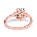 Vintage Round Engagement Ring Simulated Cubic Zirconia 925 Sterling Silver