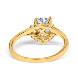 Vintage Round Engagement Ring Simulated Cubic Zirconia 925 Sterling Silver