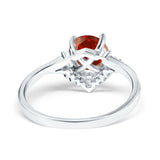 Vintage Round Engagement Ring Simulated Cubic Zirconia 925 Sterling Silver