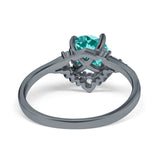 Vintage Round Engagement Ring Simulated Cubic Zirconia 925 Sterling Silver
