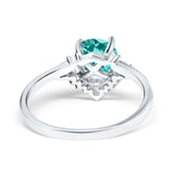Vintage Round Engagement Ring Simulated Cubic Zirconia 925 Sterling Silver