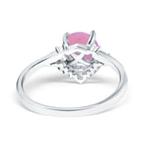 Vintage Round Engagement Ring Simulated Cubic Zirconia 925 Sterling Silver