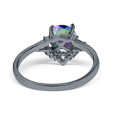 Vintage Round Engagement Ring Simulated Cubic Zirconia 925 Sterling Silver