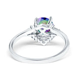 Vintage Round Engagement Ring Simulated Cubic Zirconia 925 Sterling Silver