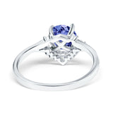 Vintage Round Engagement Ring Simulated Cubic Zirconia 925 Sterling Silver