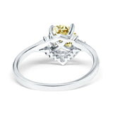 Vintage Round Engagement Ring Simulated Cubic Zirconia 925 Sterling Silver