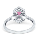 Halo Oval Engagement Ring Simulated Cubic Zirconia 925 Sterling Silver