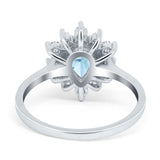Halo Teardrop Engagement Ring Simulated Cubic Zirconia 925 Sterling Silver