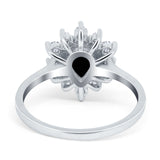 Halo Teardrop Engagement Ring Simulated Cubic Zirconia 925 Sterling Silver