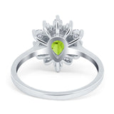 Halo Teardrop Engagement Ring Simulated Cubic Zirconia 925 Sterling Silver