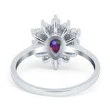 Halo Teardrop Engagement Ring Simulated Cubic Zirconia 925 Sterling Silver