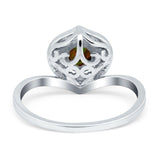 Filigree Engagement Ring Round Simulated Cubic Zirconia 925 Sterling Silver