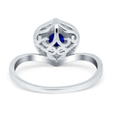Filigree Engagement Ring Round Simulated Cubic Zirconia 925 Sterling Silver