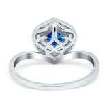 Filigree Engagement Ring Round Simulated Cubic Zirconia 925 Sterling Silver