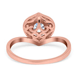 Filigree Engagement Ring Round Simulated Cubic Zirconia 925 Sterling Silver