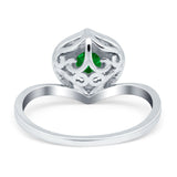 Filigree Engagement Ring Round Simulated Cubic Zirconia 925 Sterling Silver