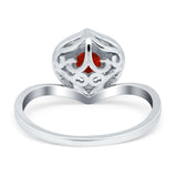 Filigree Engagement Ring Round Simulated Cubic Zirconia 925 Sterling Silver