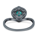 Filigree Engagement Ring Round Simulated Cubic Zirconia 925 Sterling Silver