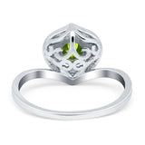 Filigree Engagement Ring Round Simulated Cubic Zirconia 925 Sterling Silver