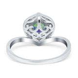 Filigree Engagement Ring Round Simulated Cubic Zirconia 925 Sterling Silver