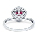 Filigree Engagement Ring Round Simulated Cubic Zirconia 925 Sterling Silver