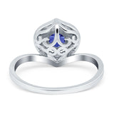 Filigree Engagement Ring Round Simulated Cubic Zirconia 925 Sterling Silver
