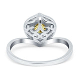 Filigree Engagement Ring Round Simulated Cubic Zirconia 925 Sterling Silver