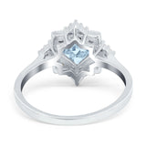 Vintage Princess Cut Wedding Ring Simulated Cubic Zirconia 925 Sterling Silver