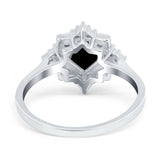 Vintage Princess Cut Wedding Ring Simulated Cubic Zirconia 925 Sterling Silver
