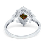 Vintage Princess Cut Wedding Ring Simulated Cubic Zirconia 925 Sterling Silver