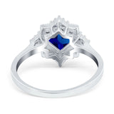 Vintage Princess Cut Wedding Ring Simulated Cubic Zirconia 925 Sterling Silver