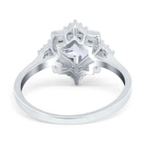 Vintage Princess Cut Wedding Ring Simulated Cubic Zirconia 925 Sterling Silver