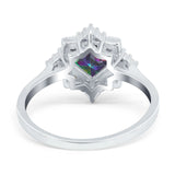 Vintage Princess Cut Wedding Ring Simulated Cubic Zirconia 925 Sterling Silver