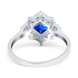 Vintage Princess Cut Wedding Ring Simulated Cubic Zirconia 925 Sterling Silver