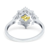 Vintage Princess Cut Wedding Ring Simulated Cubic Zirconia 925 Sterling Silver