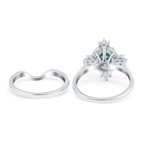 Two Piece Art Deco Engagement Ring Simulated Cubic Zirconia 925 Sterling Silver