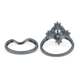 Two Piece Art Deco Engagement Ring Simulated Cubic Zirconia 925 Sterling Silver