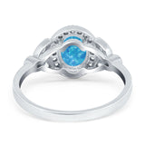 Oval Art Deco Engagement Ring Round Simulated Cubic Zirconia 925 Sterling Silver
