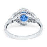 Oval Art Deco Engagement Ring Round Simulated Cubic Zirconia 925 Sterling Silver
